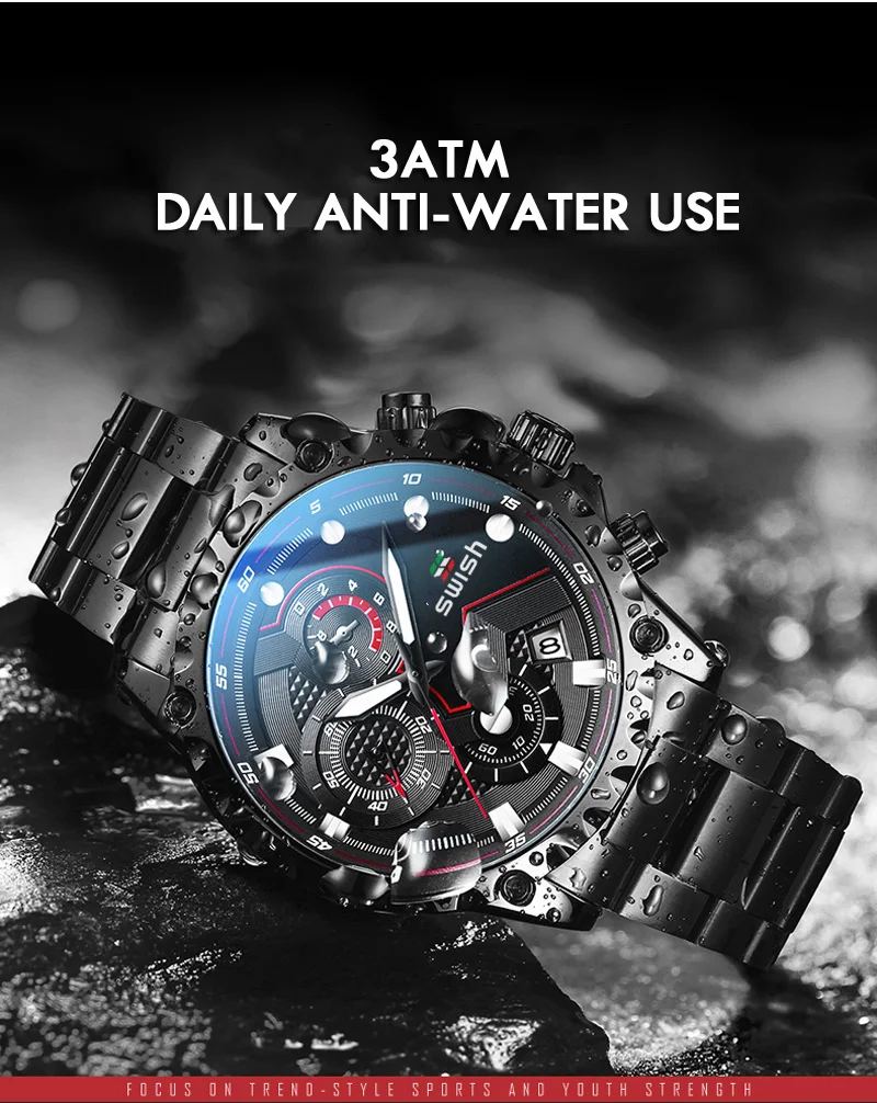SWISH Sports Watches for Men 2020 Black Wristwatch Mens Fashion Luminous Military Chronograph Quartz Clocks Waterproof Relojes