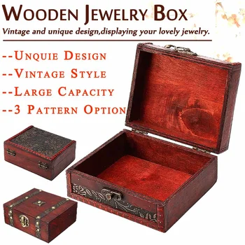 Vintage Wooden Trinket Jewelry Storage Box Treasure Case Jewelry Organizer finger ring watch Bracelet Gift Collection Holder
Vintage Wooden Trinket Jewelry Storage Box Treasure Case Jewelry Organizer finger ring watch Bracelet Gift Collection Holder
