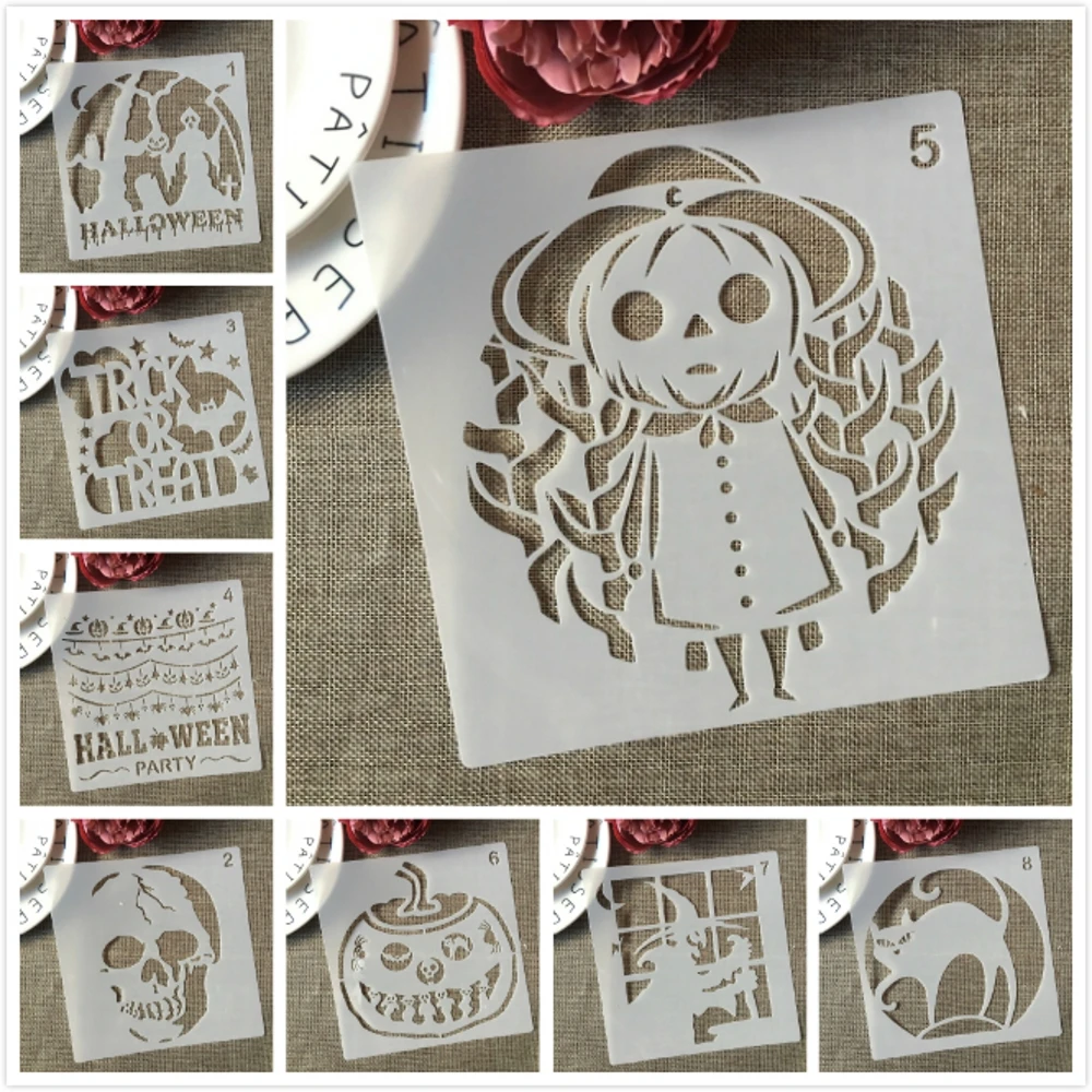 8Pcs/Set 20cm Halloween Ghost Cat Pumpkin DIY Layering Stencils Painting Scrapbook Coloring Embossing Album Decorative Template
8Pcs/Set 20cm Halloween Ghost Cat Pumpkin DIY Layering Stencils Painting Scrapbook Coloring Embossing Album Decorative Template