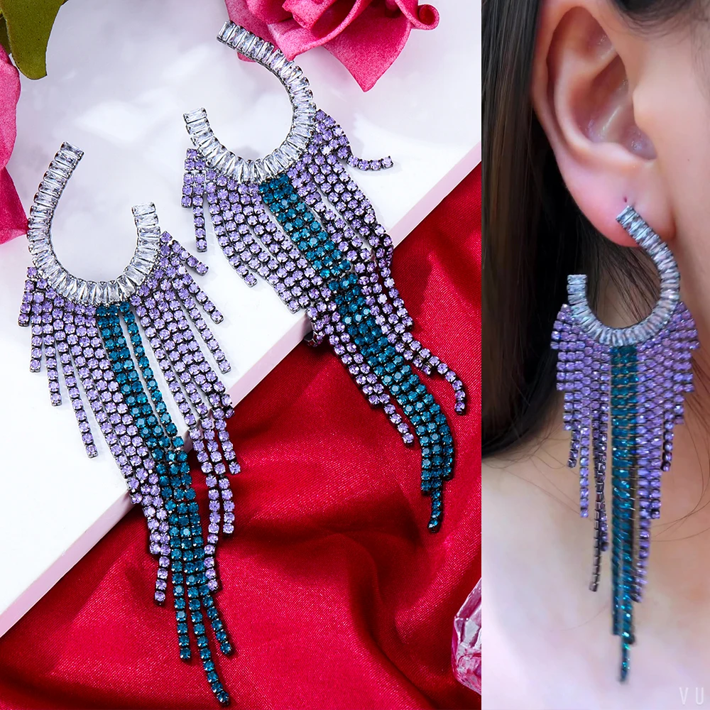 missvikki Luxury Trendy Shiny Long Tassel Dangle Earrings Full Mirco Paved Cubic Zircon CZ Naija Wedding Earrings Jewelry Gift
missvikki Luxury Trendy Shiny Long Tassel Dangle Earrings Full Mirco Paved Cubic Zircon CZ Naija Wedding Earrings Jewelry Gift