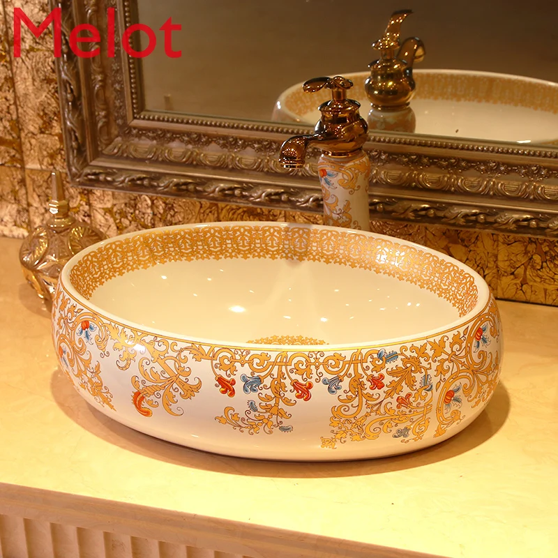 Langqi American Art Table Basin Home Balcony Bathroom Table Basin Single Basin Ceramic Washbasin Pool
Langqi American Art Table Basin Home Balcony Bathroom Table Basin Single Basin Ceramic Washbasin Pool