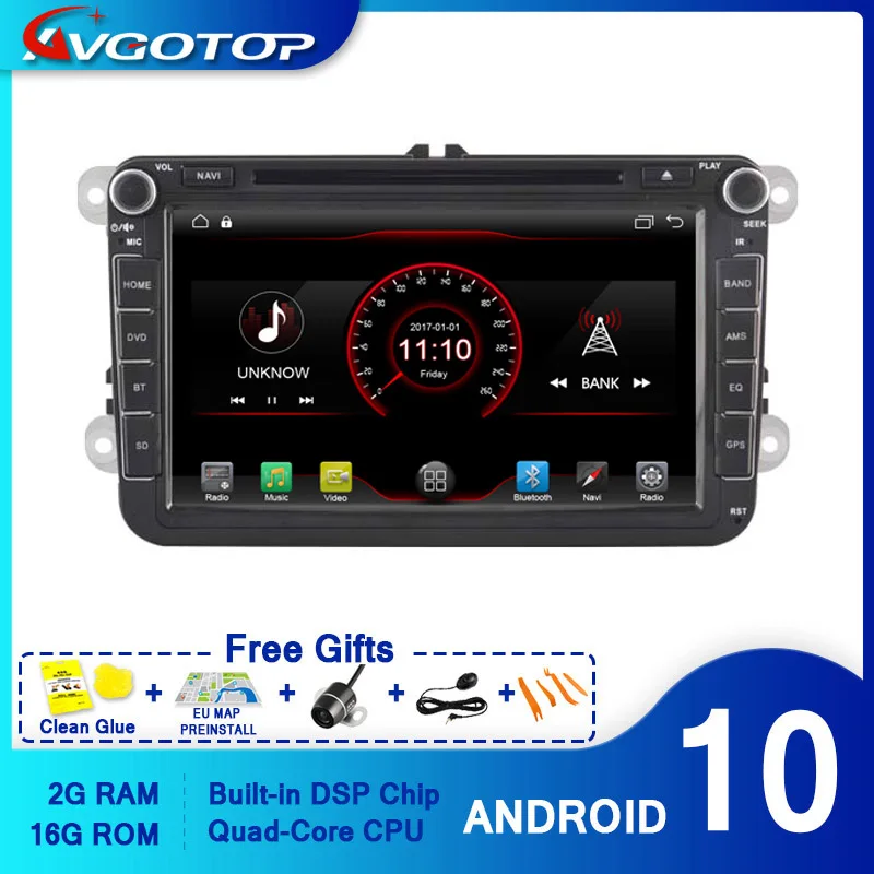 AVGOTOP Android 10 WINCE Bluetooth GPS автомобильный Радио dvd-плеер для VOLKSWAGEN B6 2G 16G MP3 MP4
