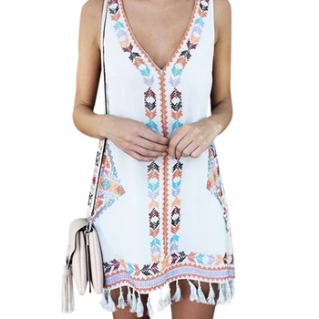 New Fashion Dresses Women Summer Bohemia Tassel Dress Casual Print Sleeveless Beach Mini clothes robe femme S-5XL Hot
New Fashion Dresses Women Summer Bohemia Tassel Dress Casual Print Sleeveless Beach Mini clothes robe femme S-5XL Hot