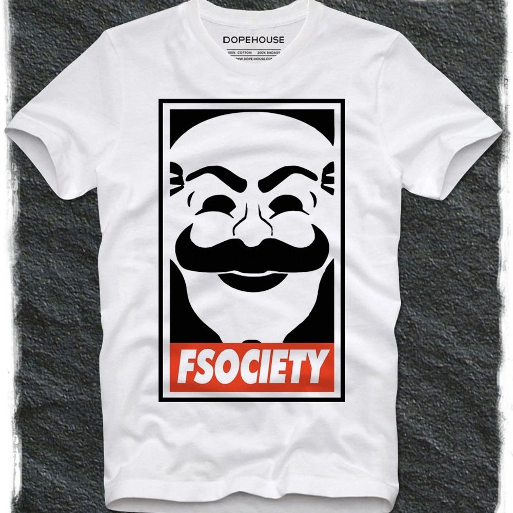 Футболка Mr Робот Fsociety Nerd хакер анонимно зло Corp нарушать Geek маска|Футболки| |