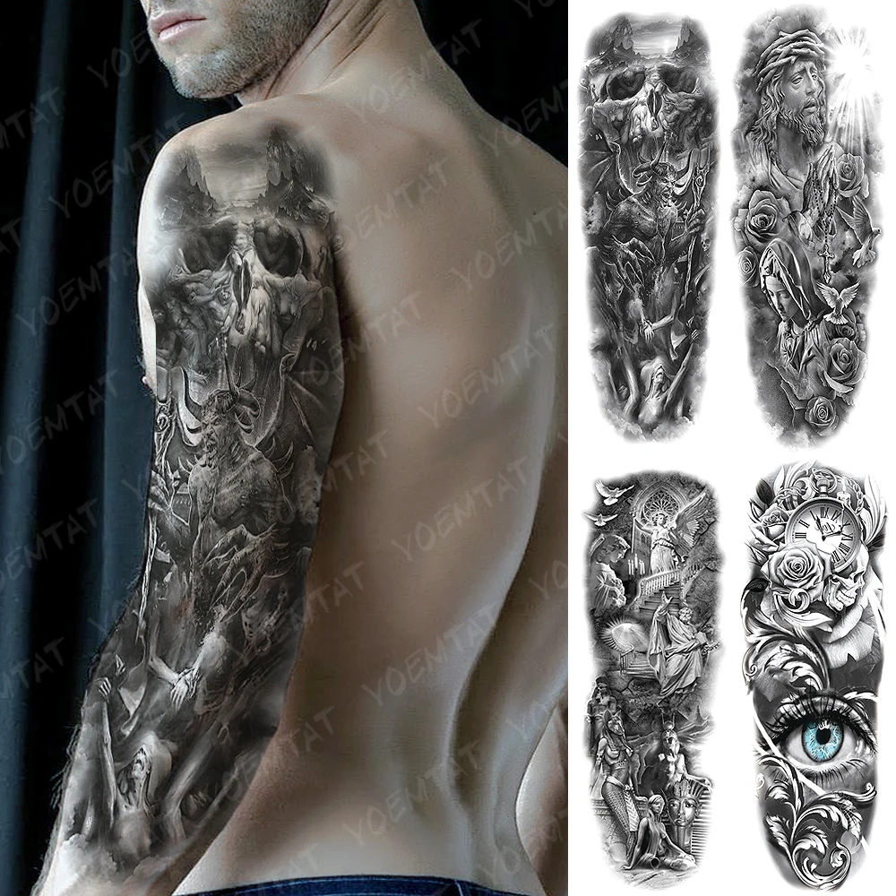 Large Arm Sleeve Tattoo Hell Devil Satan Lucifer Waterproof Temporary Tatto Sticker Praying Angel Body Art Full Fake Tatoo Men
Large Arm Sleeve Tattoo Hell Devil Satan Lucifer Waterproof Temporary Tatto Sticker Praying Angel Body Art Full Fake Tatoo Men