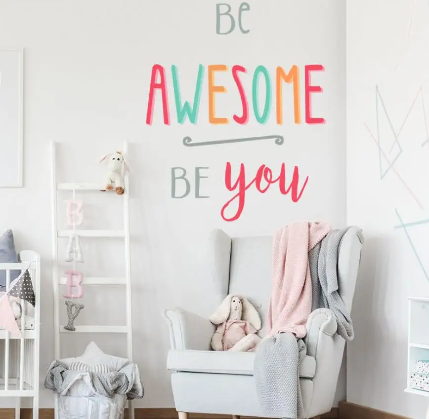Be Awesome You Quotes Wall Sticker Inspirational Stickers Study Room Decor Lettering Decal Living FX1555 | Дом и сад