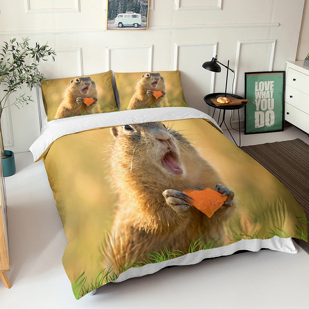 Complete Bouble Bed Duvet Cover 3d Bedding Linens Groundhog Printed Bed Sheets With Pillowcases King Queen Size Comforter Set
Complete Bouble Bed Duvet Cover 3d Bedding Linens Groundhog Printed Bed Sheets With Pillowcases King Queen Size Comforter Set