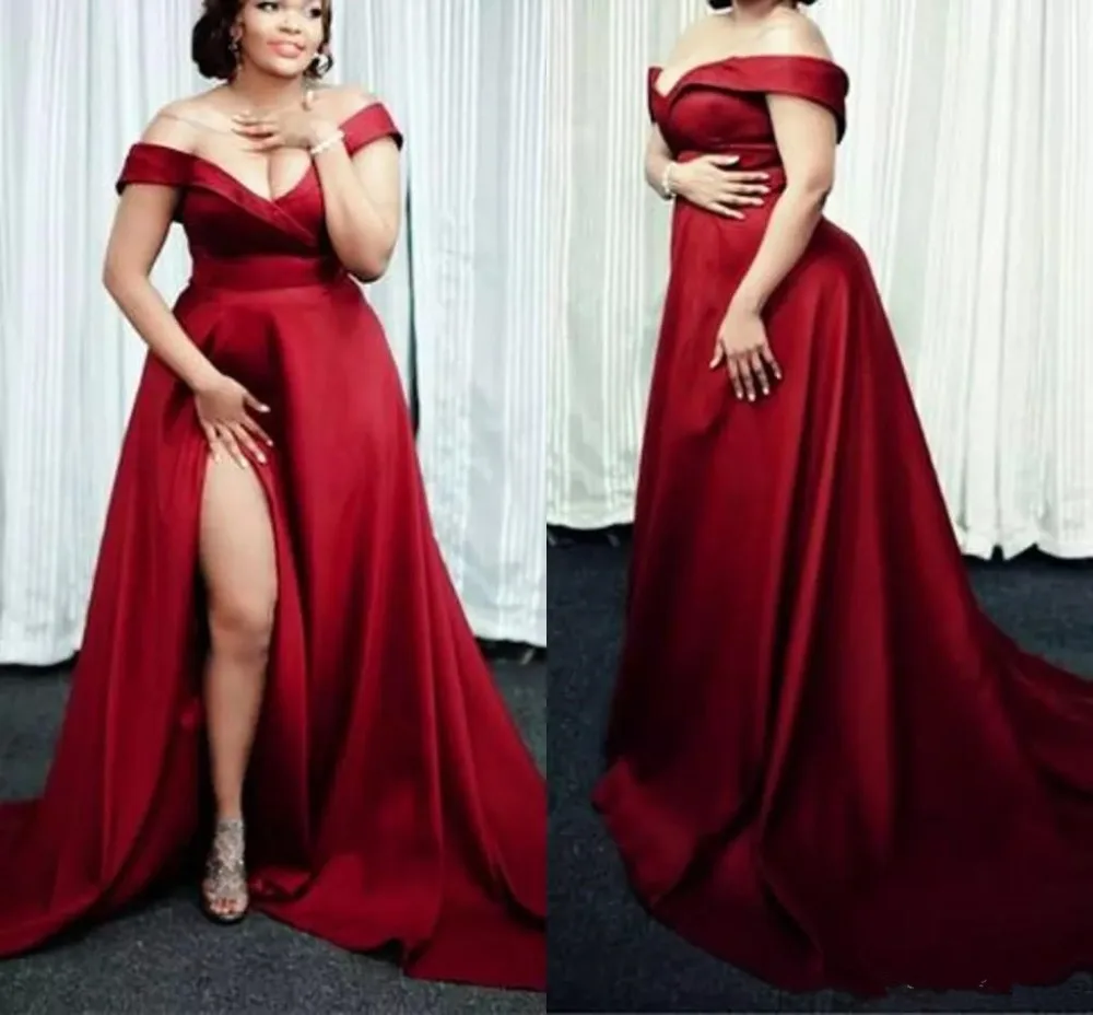 Dark Red Plus Size Evening Dress 2019 Off The Shoulder Split Side Long Simple Prom Dresses Custom Made Pregnant
Dark Red Plus Size Evening Dress 2019 Off The Shoulder Split Side Long Simple Prom Dresses Custom Made Pregnant