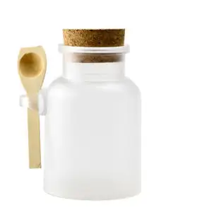 Round cosmetic empty matte cork jar bath salt bottle food storage container reusable bottle with wooden spoon