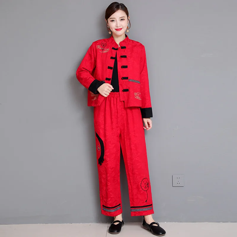 2019 Autumn And Winter New Style Ethnic-Style Cotton Linen Embroidered Jacquard Cropped Jacket + Loose Pants Women's Casual Two- 
2019 Autumn And Winter New Style Ethnic-Style Cotton Linen Embroidered Jacquard Cropped Jacket + Loose Pants Women's Casual Two-