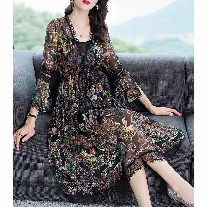 Mulberry Silk French Vintage Printed Dress Spring And Summer 2019-Women's Slim Fit Elegant Elegant Silk Dress Medium-length
Mulberry Silk French Vintage Printed Dress Spring And Summer 2019-Women's Slim Fit Elegant Elegant Silk Dress Medium-length