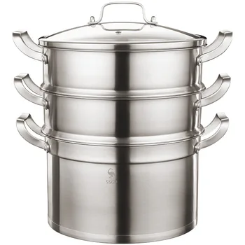 304 stainless steel steamer Home use 28cm thickened double bottom 3-layer large capacity steamed bread pot soup pot
304 stainless steel steamer Home use 28cm thickened double bottom 3-layer large capacity steamed bread pot soup pot