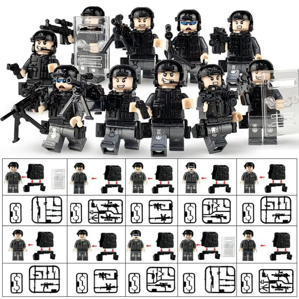 10pcs/set Military Special Forces Soldiers Bricks Figures Guns Weapons Armed SWAT Building Blocks Kids Toys
10pcs/set Military Special Forces Soldiers Bricks Figures Guns Weapons Armed SWAT Building Blocks Kids Toys