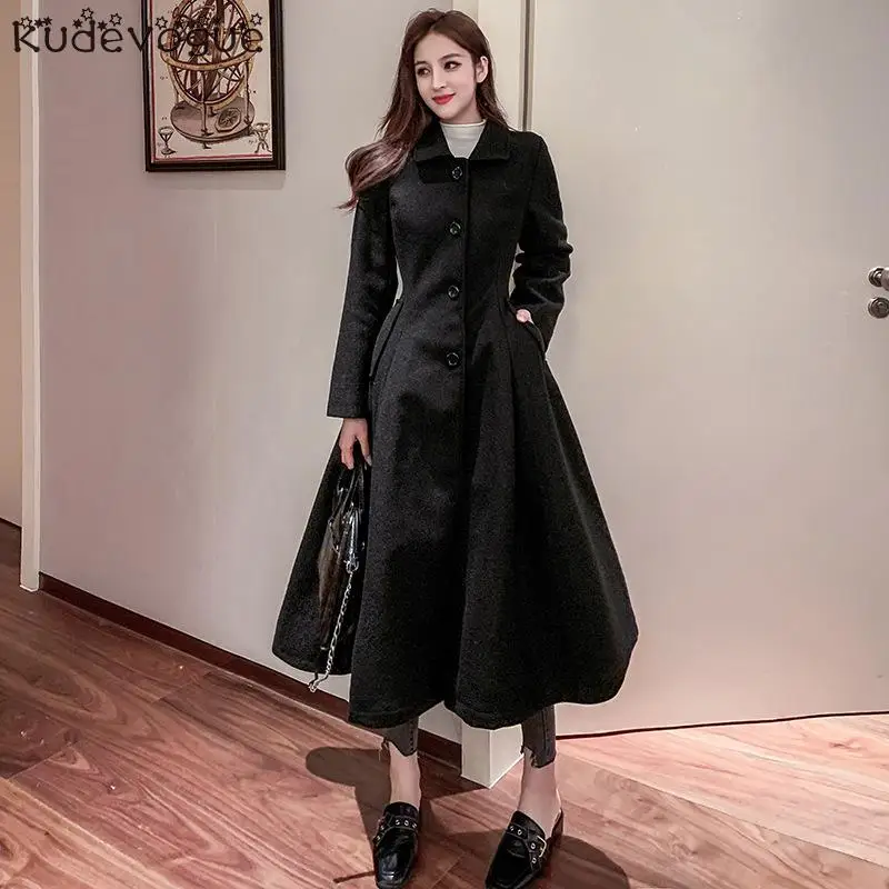 Шерстяное пальто женское средней длины 2019 Новое корейское зимнее в стиле