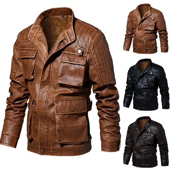 Plus Size Autumn Winter Men's leather jacket куртка мужская кожаная jaqueta de couro Long Sleeve Outwear Leather Jacket Coat #3
Plus Size Autumn Winter Men's leather jacket куртка мужская кожаная jaqueta de couro Long Sleeve Outwear Leather Jacket Coat #3