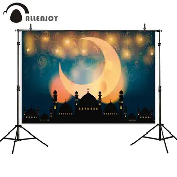 Allenjoy backdrop photography photo studio Eid al-Fitr mubarak night moon light Arab palace background photo shoot photocall