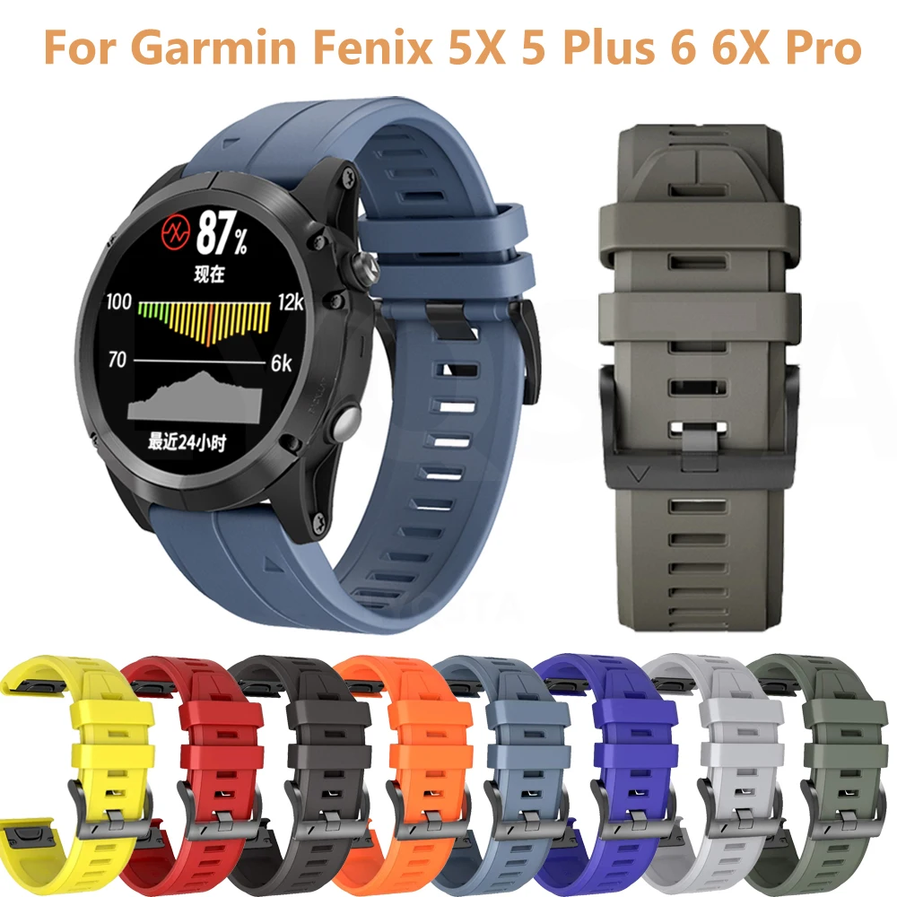Ремешок силиконовый спортивный для Garmin Fenix 5X 5 Plus 6X 6 Pro 935 945 3 3HR стальная пряжка