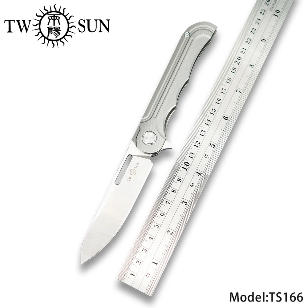 

TWOSUN knives d2 blade Pocket folding Knife tactical Knife hunting knife outdoor survival tool EDC TC4 Titanium fast open TS166