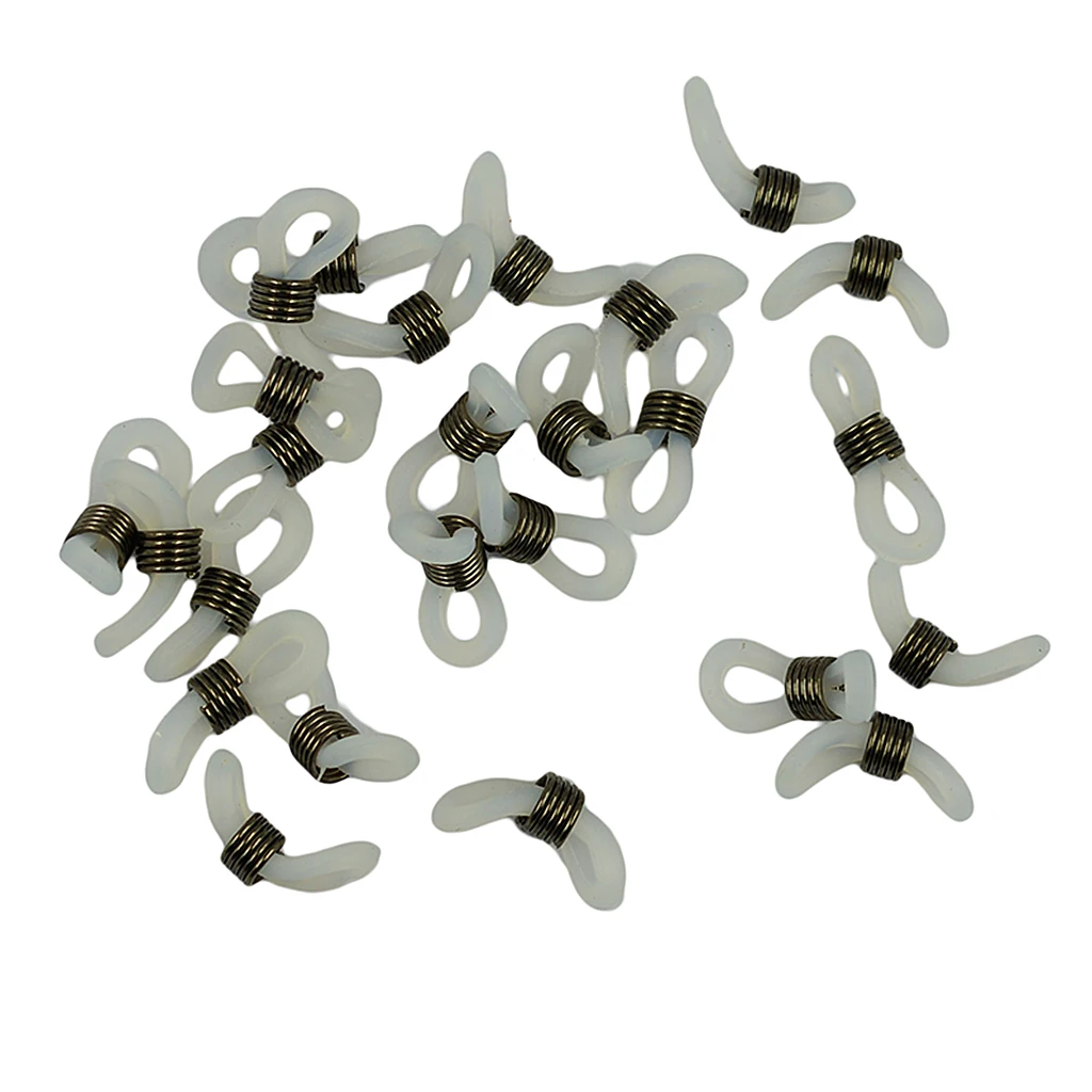 25pcs Silver Metal Coil Chain Eyeglass Cream Rubber End Loop Strap Holder 25pcs Silver Metal Coil Chain Eyeglass Cream Rubber End Loop Strap Holder