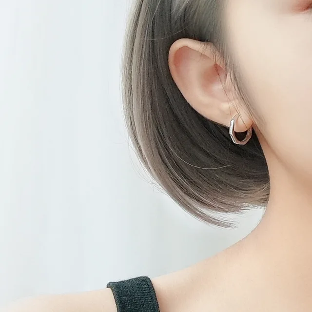 LByzHan – boucles d'oreilles géométriques minimalistes pour femmes, en argent 925 authentique, petits cerceaux simples, bijoux fins 2