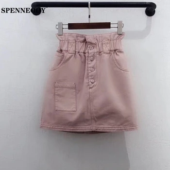 SPENNEOOY Designer Custom Runway Fashion Women Summer Pink Denim Skirt Ladies Ruffled Waist Pocket Button High Street Skirts
SPENNEOOY Designer Custom Runway Fashion Women Summer Pink Denim Skirt Ladies Ruffled Waist Pocket Button High Street Skirts