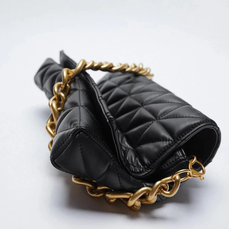 Fashion Thick Chain Women's Shoulder Bags 2021 New Lady Handbags High Quality PU Leather Lingge Clutch Bags Female Shopper Purse Fashion Thick Chain Women's Shoulder Bags 2021 New Lady Handbags High Quality PU Leather Lingge Clutch Bags Female Shopper Purse