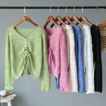 Women Drawstring Candy Color Sweaters 2019 Sweater Women's V Neck Harajuku Chic Loose Sweater Knitted High Quality Clothing
Women Drawstring Candy Color Sweaters 2019 Sweater Women's V Neck Harajuku Chic Loose Sweater Knitted High Quality Clothing