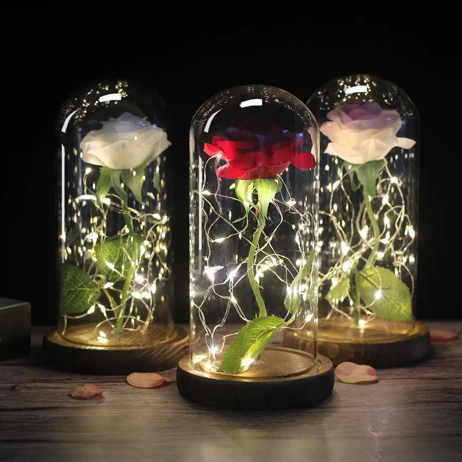 2019 Dropshipping Beauty and the Beast Red Rose in a Glass Dome with LED Light Wooden Base for Valentine's Mother's Day Gifts
2019 Dropshipping Beauty and the Beast Red Rose in a Glass Dome with LED Light Wooden Base for Valentine's Mother's Day Gifts