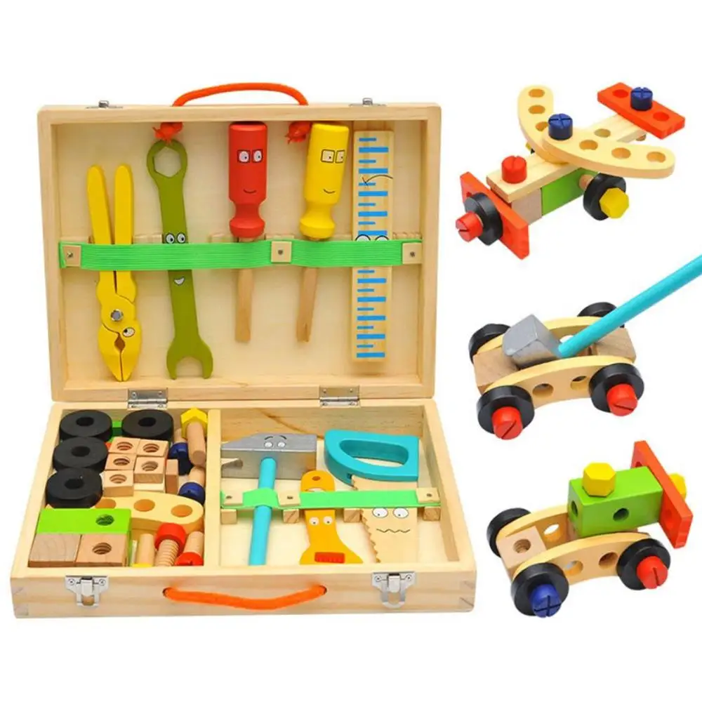 Kids Cartoon Style Wooden Repair Tools Box Toy Intelligence Development Wooden Screw Assembly Building Blocks Toys
Kids Cartoon Style Wooden Repair Tools Box Toy Intelligence Development Wooden Screw Assembly Building Blocks Toys