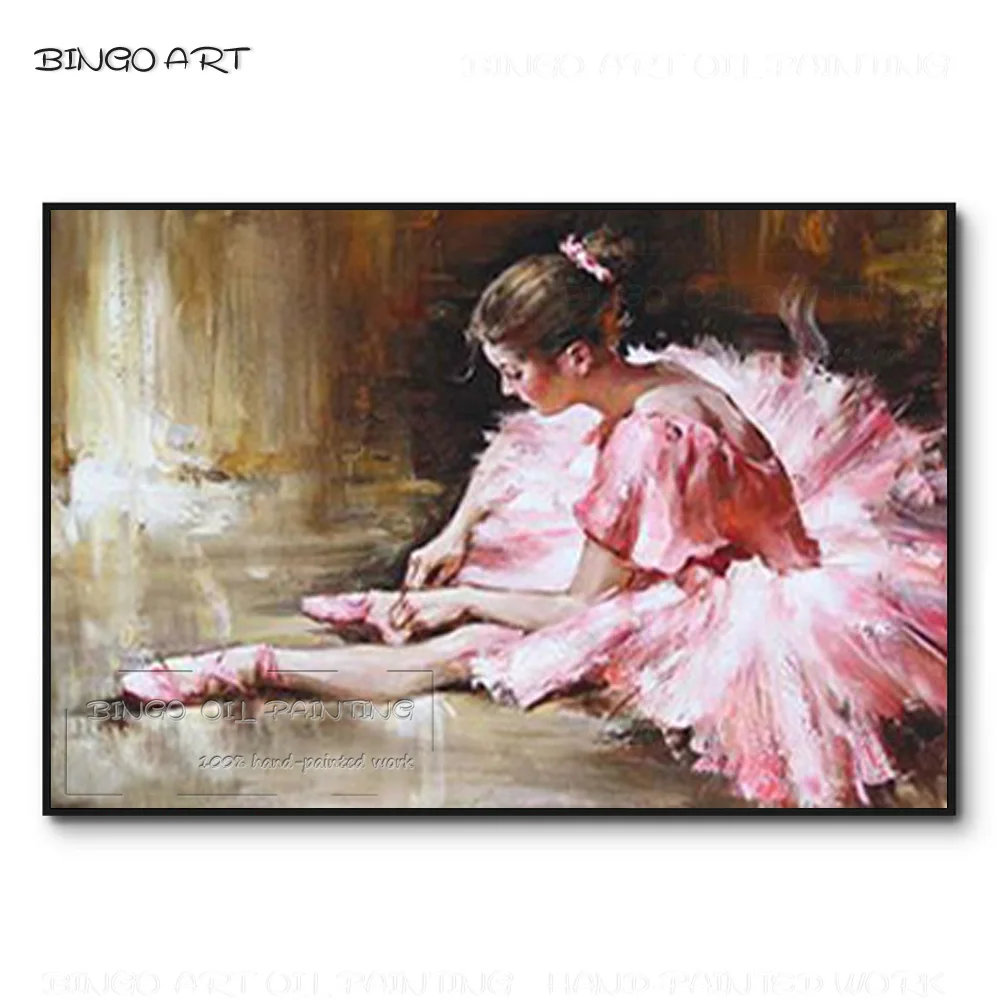 Beautiful Ballet Dancer Picture Hand-painted High Quality Wearing Shoes Oil Painting for Living Room | Дом и сад
