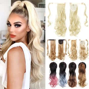 HUAYA Wavy Curly Long Ponytail Synthetic Hairpiece Wrap on Clip Hair Extensions Black Ombre Brown Pony Tail Blonde Fack Hair
HUAYA Wavy Curly Long Ponytail Synthetic Hairpiece Wrap on Clip Hair Extensions Black Ombre Brown Pony Tail Blonde Fack Hair