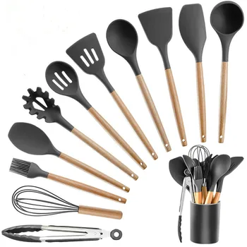 Kitchen Utensil Silicone Cooking Utensilsl Turner Tongs Spatula Spoon Bamboo Wooden Handles Cooking Tool for Nonstick Cookware
Kitchen Utensil Silicone Cooking Utensilsl Turner Tongs Spatula Spoon Bamboo Wooden Handles Cooking Tool for Nonstick Cookware