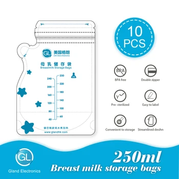 10pcs 250cml Freezer Bags Breast Milk Storage Bag BPA Free Ready To Use Milk Storage Bags For Breastfeeding