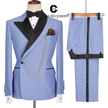 Cenne Des Graoom Latest Coat Design Men Suits Tailor-Made Tuxedo Smoking 2 Pieces Blazer Wedding Party Groom Costume Homme Blue
Cenne Des Graoom Latest Coat Design Men Suits Tailor-Made Tuxedo Smoking 2 Pieces Blazer Wedding Party Groom Costume Homme Blue