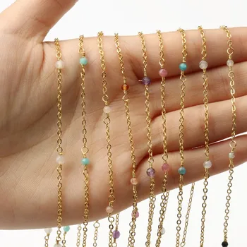 1 Meter Faceted Natural Stone Chain Gold Plated Wire Wrapped Rosary Necklace Chains for Jewelry Making DIY Bracelet Accessories
1 Meter Faceted Natural Stone Chain Gold Plated Wire Wrapped Rosary Necklace Chains for Jewelry Making DIY Bracelet Accessories
