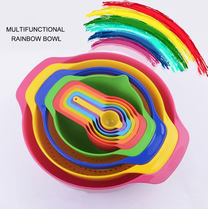 Generic 10pc Plastic Mixing Bowls Set Rainbow Color Stackable Jumia