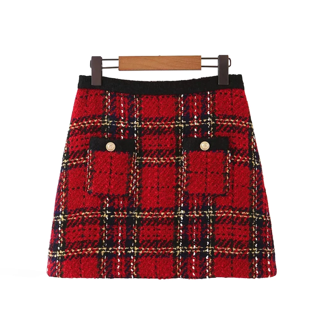 Red vintage women tweed mini skirts 2019 winter fashion ladies plaid skirt female patchwork falda girls high waist skirts chic
Red vintage women tweed mini skirts 2019 winter fashion ladies plaid skirt female patchwork falda girls high waist skirts chic