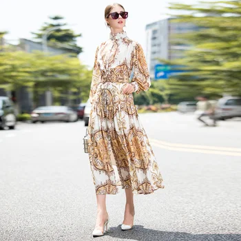 Long Dress High Quality Spring Autumn New Women'S Casual Fashion Party Vintage Elegant Chic Imitation Pearl Button Print Dresses
Long Dress High Quality Spring Autumn New Women'S Casual Fashion Party Vintage Elegant Chic Imitation Pearl Button Print Dresses