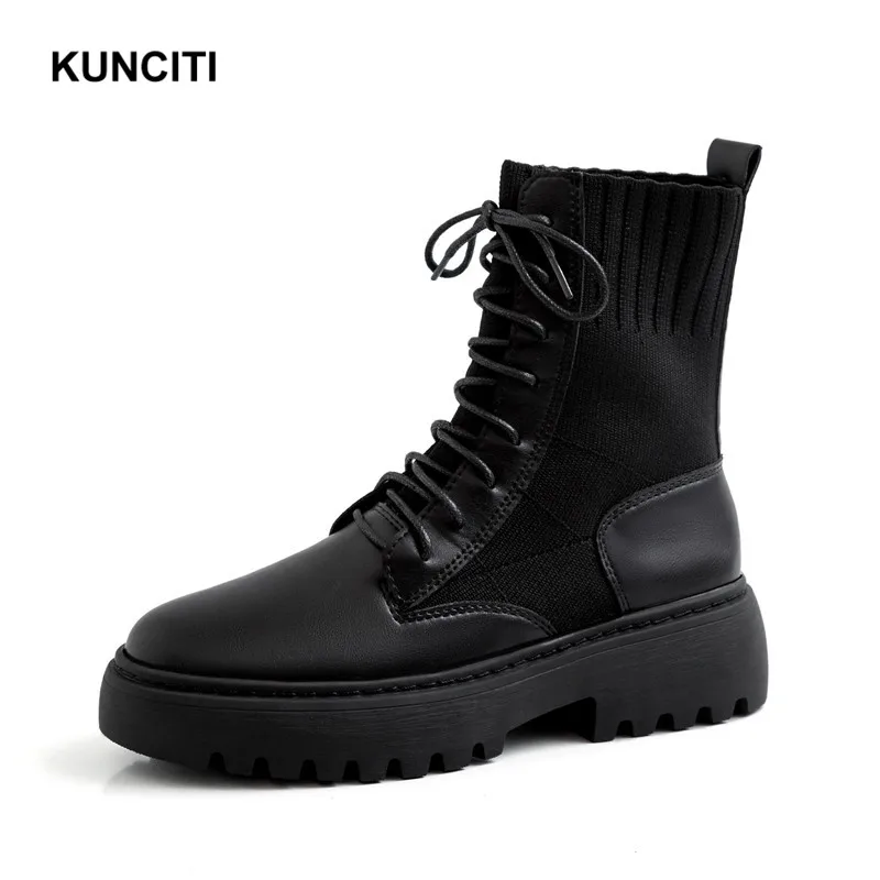 2019 KUNCITI Classic Women Martin Boots Lace Up European Stretch Boots New Designer Flat Cool Booties Shoes High Quality D959
2019 KUNCITI Classic Women Martin Boots Lace Up European Stretch Boots New Designer Flat Cool Booties Shoes High Quality D959