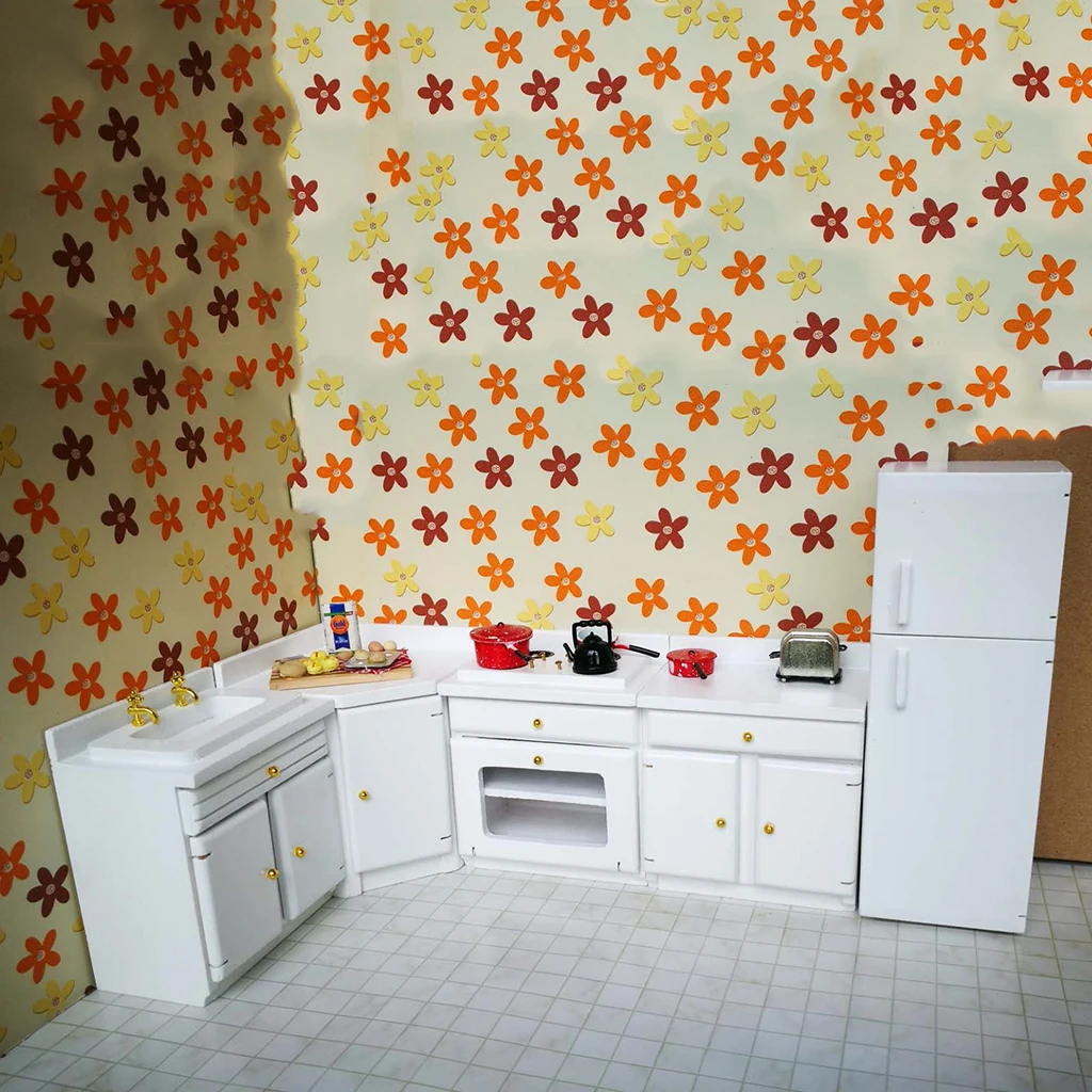 1:12 Dollhouse Miniatures Kitchen Furniture Set Cabinet Refrigerator Decor 1:12 Dollhouse Miniatures Kitchen Furniture Set Cabinet Refrigerator Decor