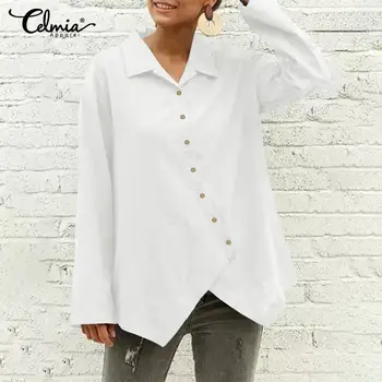 Celmia 2020 Women Long Sleeve Tunic Tops Autumn Vintage Blouse Lapel Solid Buttons Casual Loose Shirt Ladies Asymmetrical Blusas
Celmia 2020 Women Long Sleeve Tunic Tops Autumn Vintage Blouse Lapel Solid Buttons Casual Loose Shirt Ladies Asymmetrical Blusas