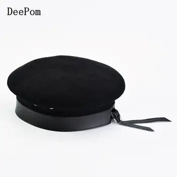 DeePom Wool Beret Women's Winter Hat Pu Leather Brim Woolen Beret Cap Painter Hat Female Boina Feminina England Gorras Black 
DeePom Wool Beret Women's Winter Hat Pu Leather Brim Woolen Beret Cap Painter Hat Female Boina Feminina England Gorras Black