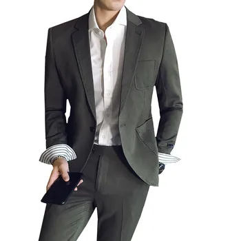 Mens Slim Fit One Button Blazer Suit Pure Color British Gentleman 2 Pieces Jacket Pants Sets Party Festival Social Business Suit
Mens Slim Fit One Button Blazer Suit Pure Color British Gentleman 2 Pieces Jacket Pants Sets Party Festival Social Business Suit