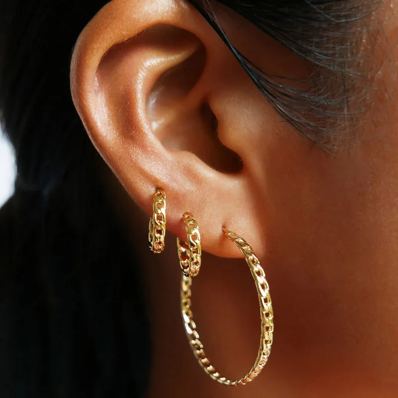2 Sizes Gold Color Thick Chain Big Hoop Earrings Circle Large Hoop Earrings for Women Curb Linked Chain Minimalist Earrings
2 Sizes Gold Color Thick Chain Big Hoop Earrings Circle Large Hoop Earrings for Women Curb Linked Chain Minimalist Earrings