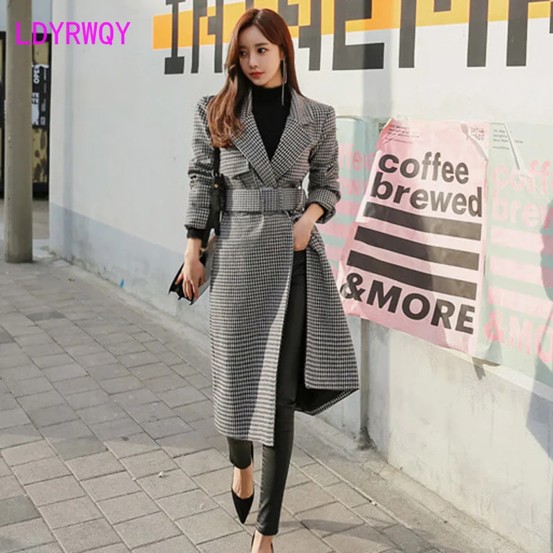 2019 new Korean temperament suit collar long fashion belt waist Yao bird wool coat Office Lady Turn-down Collar
2019 new Korean temperament suit collar long fashion belt waist Yao bird wool coat Office Lady Turn-down Collar