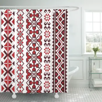 Romania Traditional Romanian Folk Knitted Pattern Ukraine Bucovina Collection Shower Curtain Waterproof Fabric 60 x 72 Inches 
Romania Traditional Romanian Folk Knitted Pattern Ukraine Bucovina Collection Shower Curtain Waterproof Fabric 60 x 72 Inches