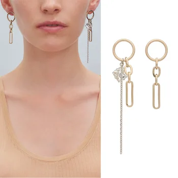Jewelry gold and silver color square crystal chain tassel personality asymmetric long earring female earring stoist
Jewelry gold and silver color square crystal chain tassel personality asymmetric long earring female earring stoist