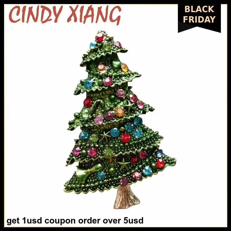 new christmas tree brooches for women rhinestone inlay fashion