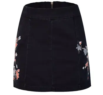 Flower Embroidered Jeans Skirt For Women High Waist A Line Denim Skirt Woman Casual Black Denim Mini Skirt
Flower Embroidered Jeans Skirt For Women High Waist A Line Denim Skirt Woman Casual Black Denim Mini Skirt