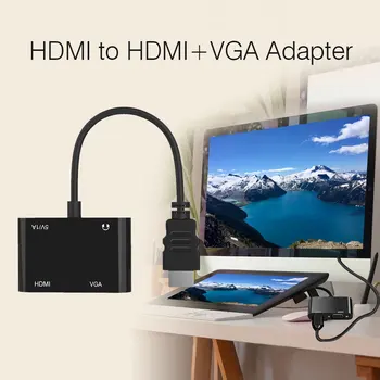 HDMI to VGA+HDMI Adapter 1080P Dual-Monitor Audio/Video Converter VGA Splitter for PC Notebook Projector HDMI splitter 1 in 2
HDMI to VGA+HDMI Adapter 1080P Dual-Monitor Audio/Video Converter VGA Splitter for PC Notebook Projector HDMI splitter 1 in 2